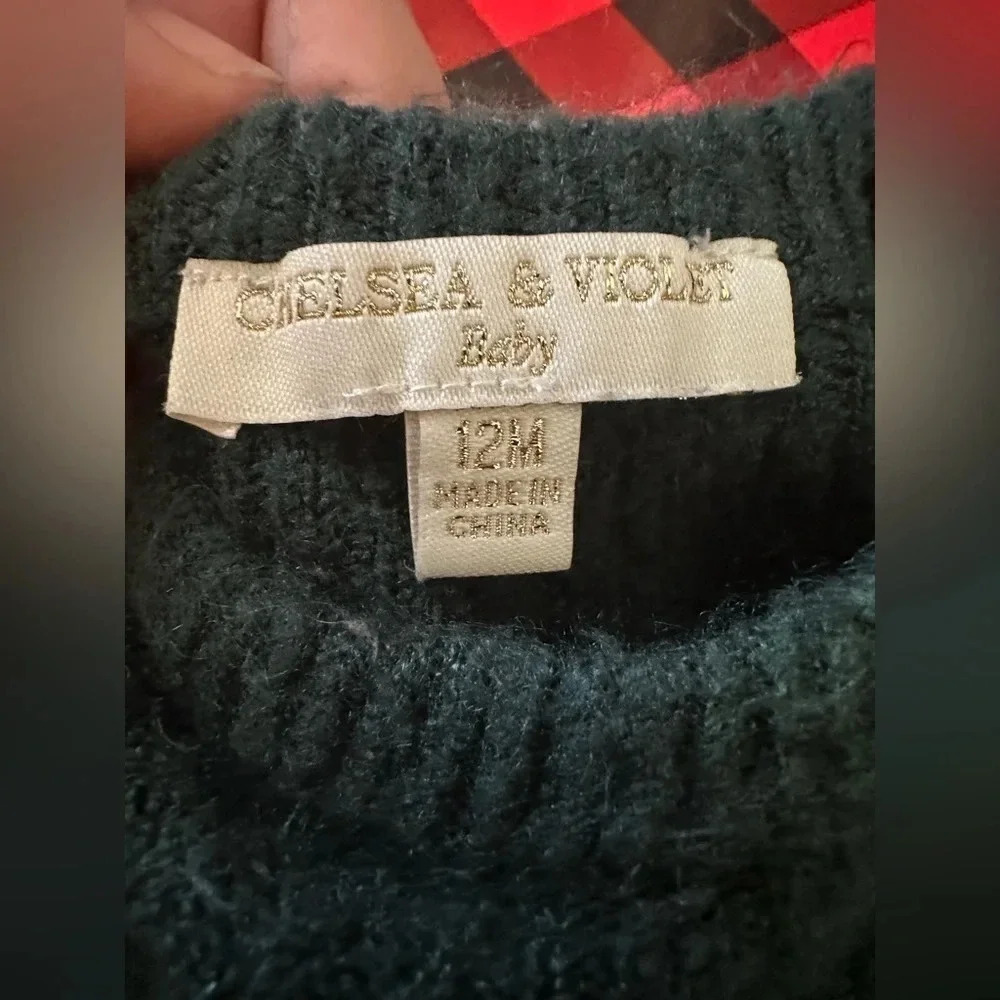 Chelsea & Violet Christmas Green Dressy Chenille Sweater Ruffle Vintage Collar - Picture 3 of 4